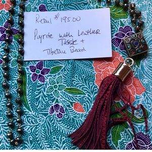 NEW! Tibetan Beaded Leather Tassel Necklace, Handmade